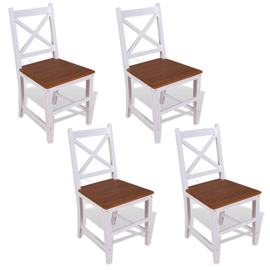 vidaXL Трапезни столове, 4 бр, тиково дърво и махагон масив