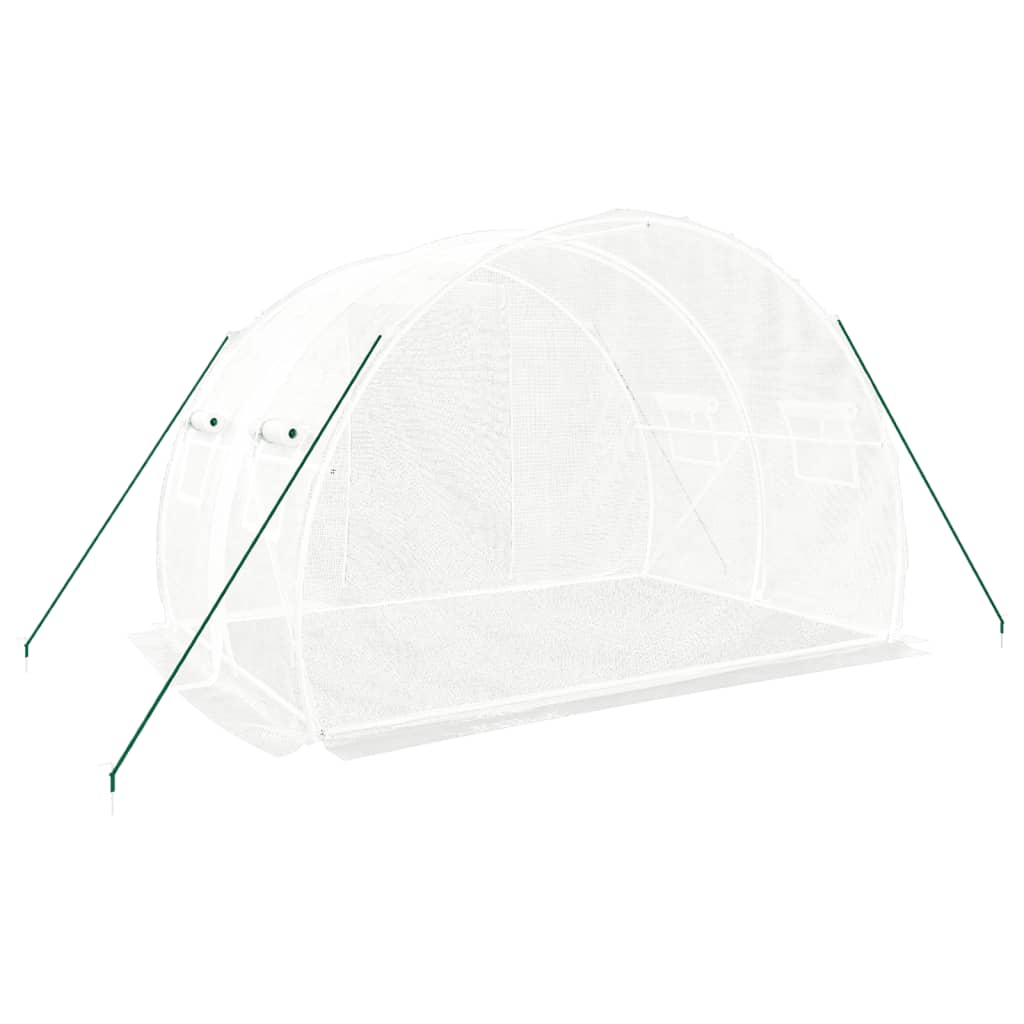 vidaXL Оранжерия със стоманена рамка бяла 6 м² 3x2x2 м