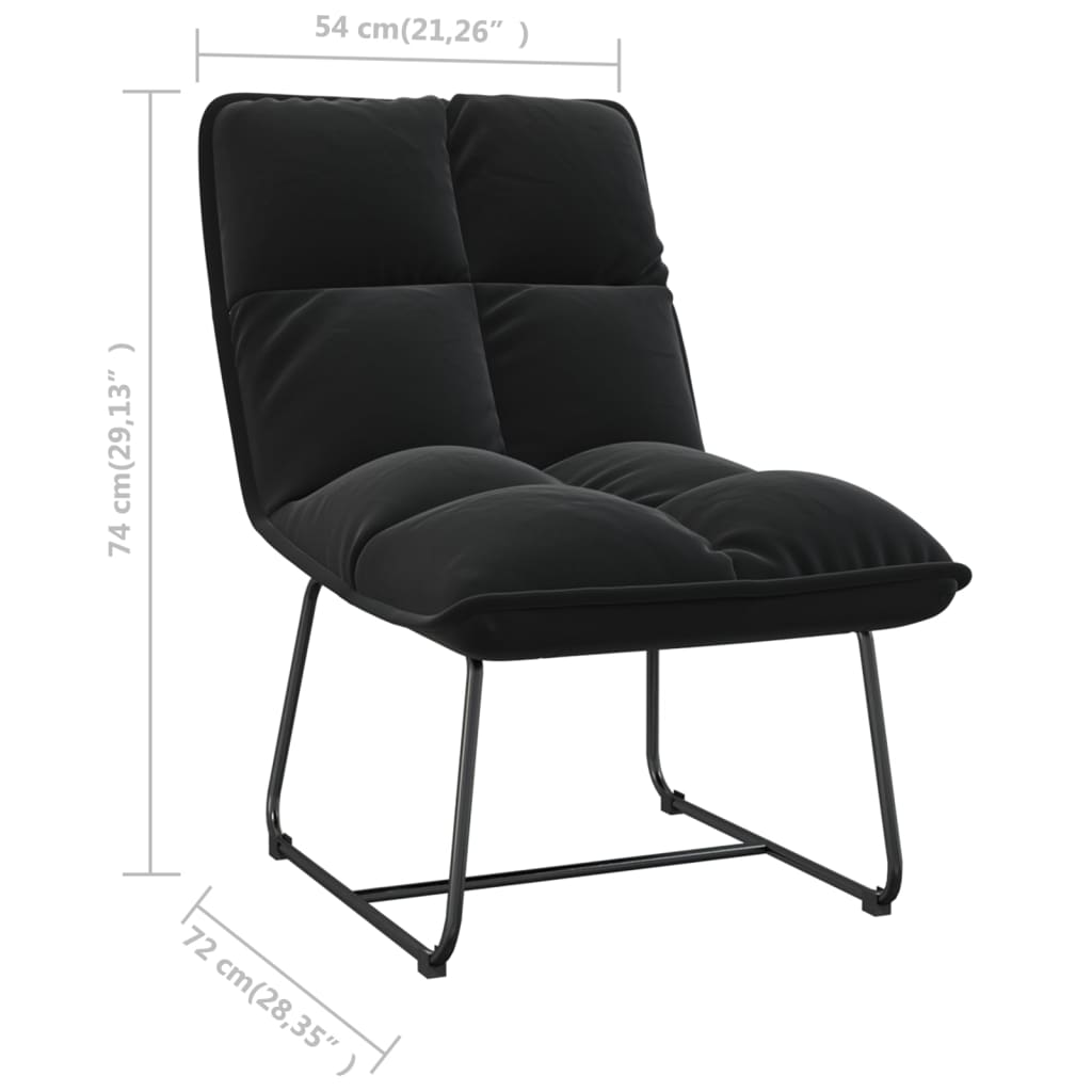vidaXL Релаксиращ стол с метална рамка, черен, кадифе