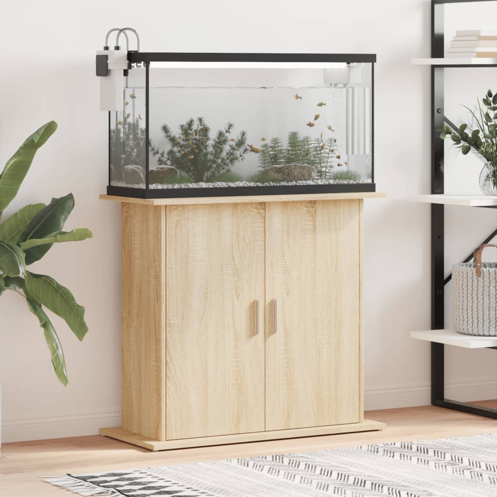 vidaXL Поставка за аквариум, сонома дъб, 81x36x73 см, инженерно дърво