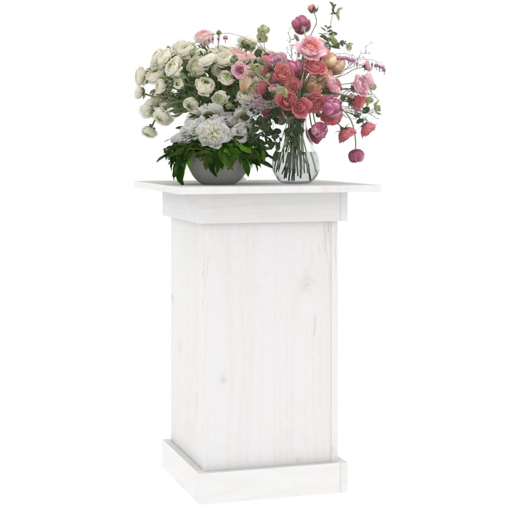 vidaXL Поставка за цветя, бяла, 40x40x60 см, бор масив