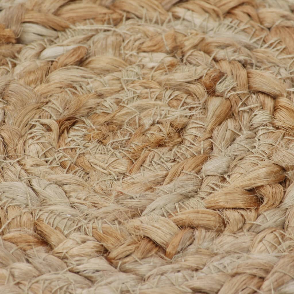 vidaXL Плетен килим с дизайн, от юта, 90 см, кръгъл