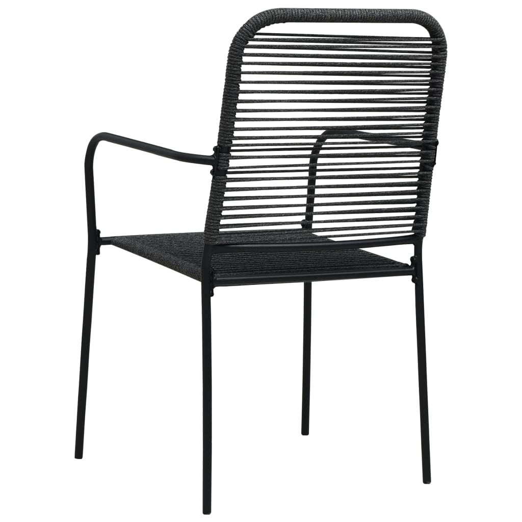 vidaXL Градински столове, 2 бр, памучно въже и стомана, черни