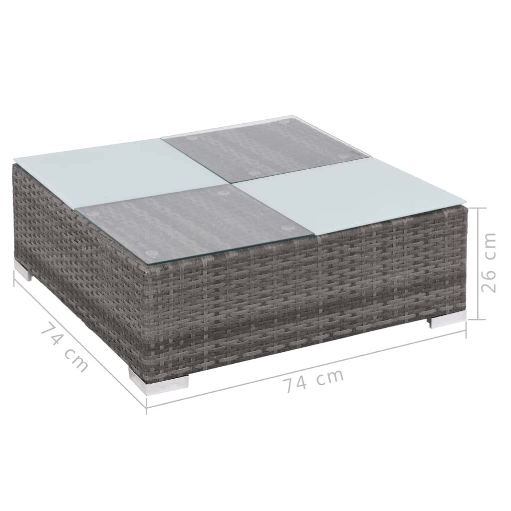 vidaXL Градински комплект с възглавници, 12 части, полиратан, сив