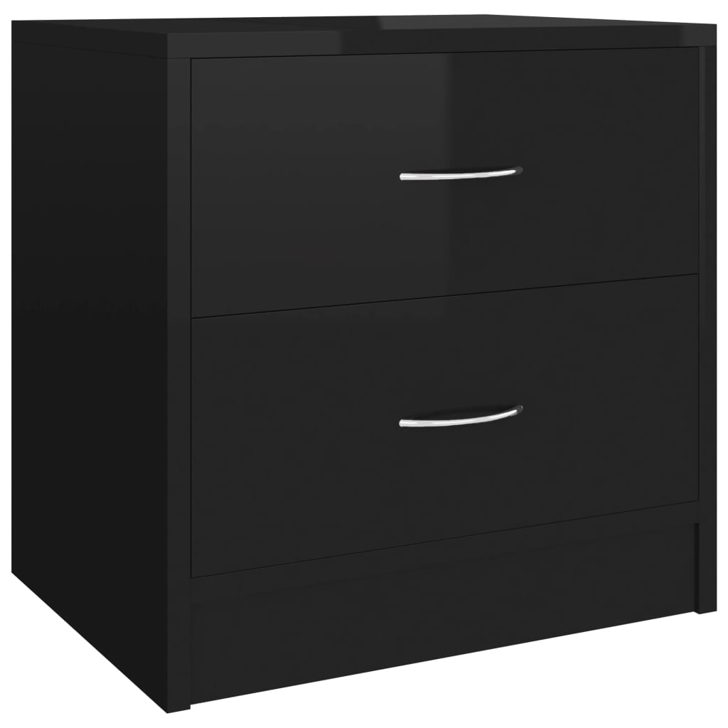 vidaXL Нощни шкафчета, 2 бр, черен гланц, 40x30x40 см, ПДЧ