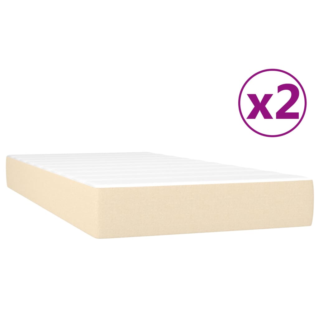 vidaXL Боксспринг легло с матрак, кремаво, 200x200 см, плат
