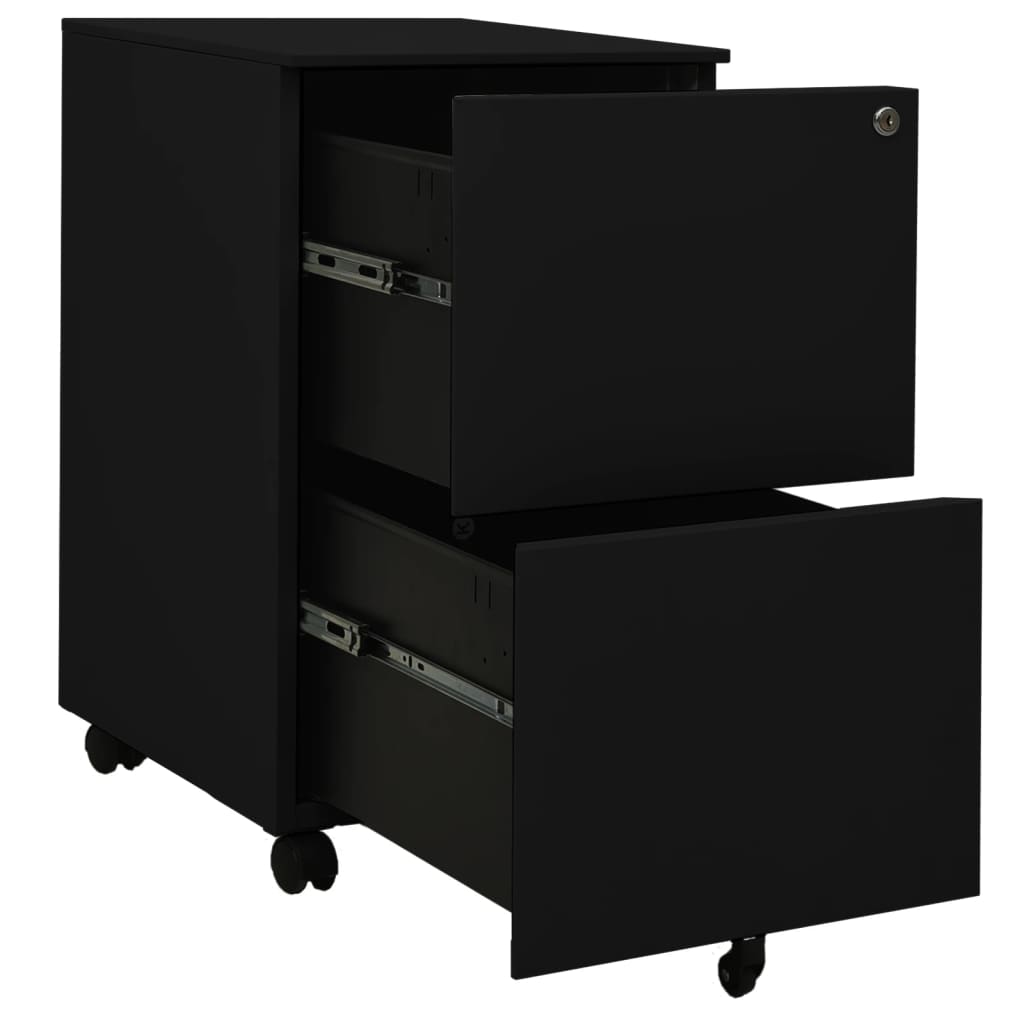 vidaXL Мобилен офис шкаф, черен, 39x45x67см, стомана
