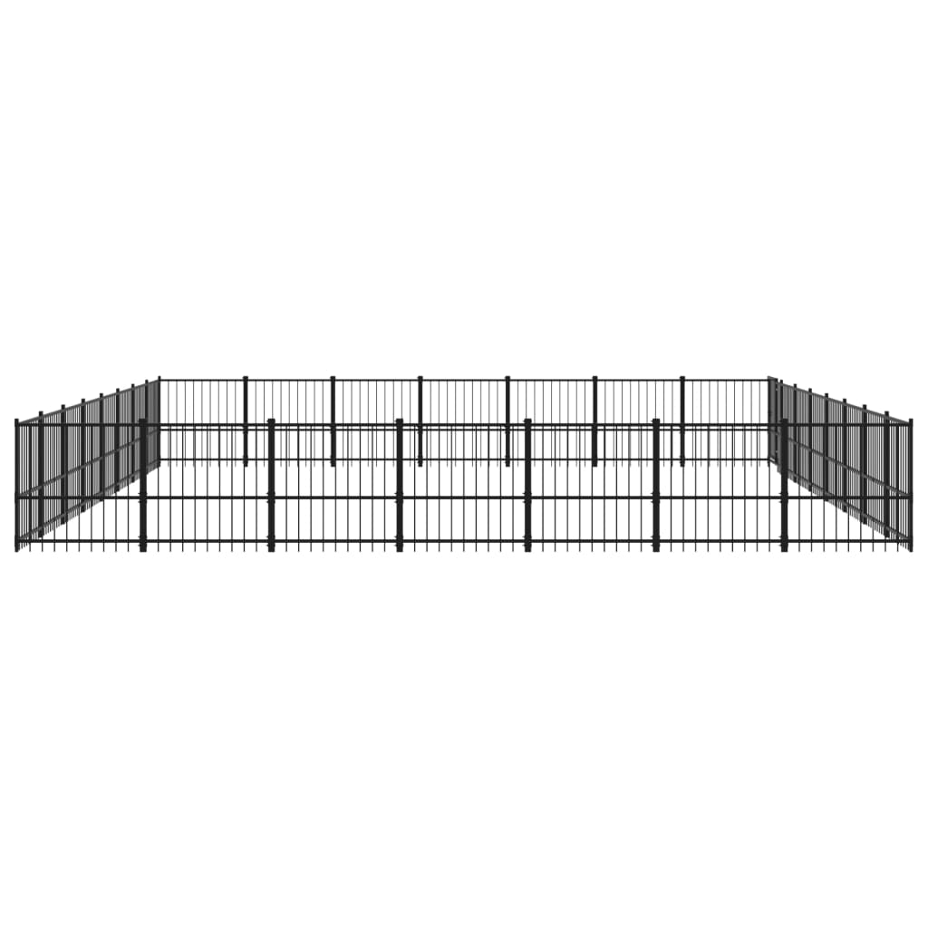 vidaXL Дворна клетка за кучета, стомана, 52,69 м²