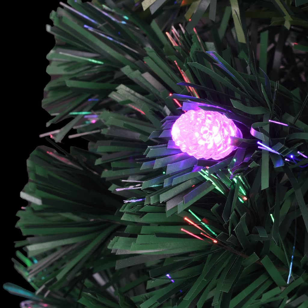 vidaXL Готова осветена коледна елха със стойка 180 см оптично влакно