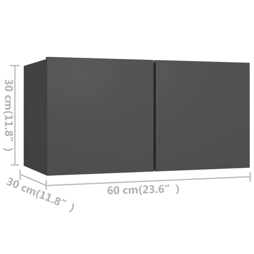 vidaXL Комплект ТВ шкафове от 4 части, сив, ПДЧ