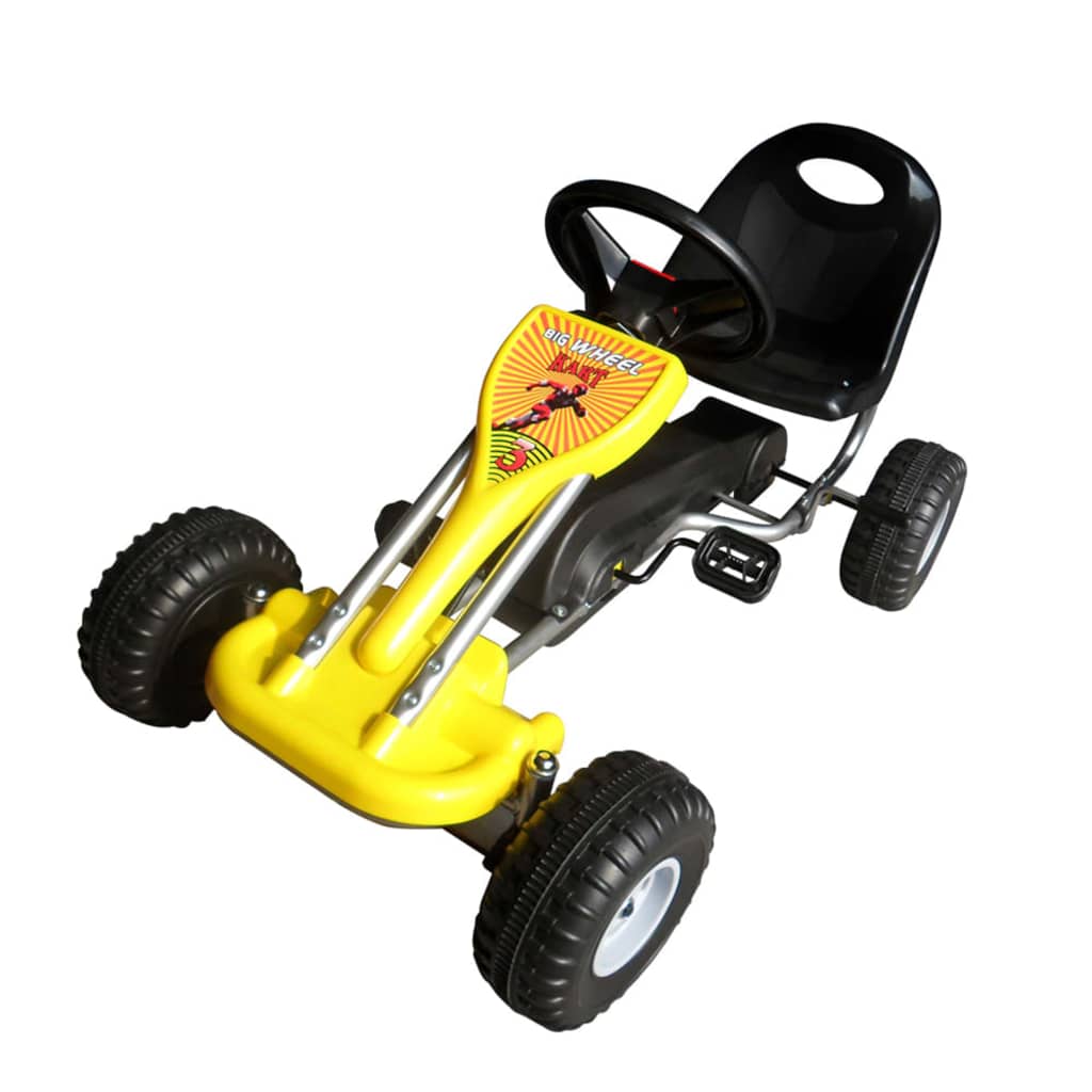 vidaXL Детски картинг с педали, цвят жълт