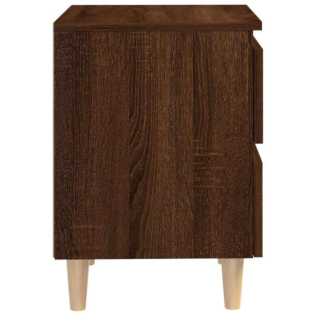 vidaXL Нощно шкафче с крака от дърво масив, кафяв дъб, 40x35x50 см