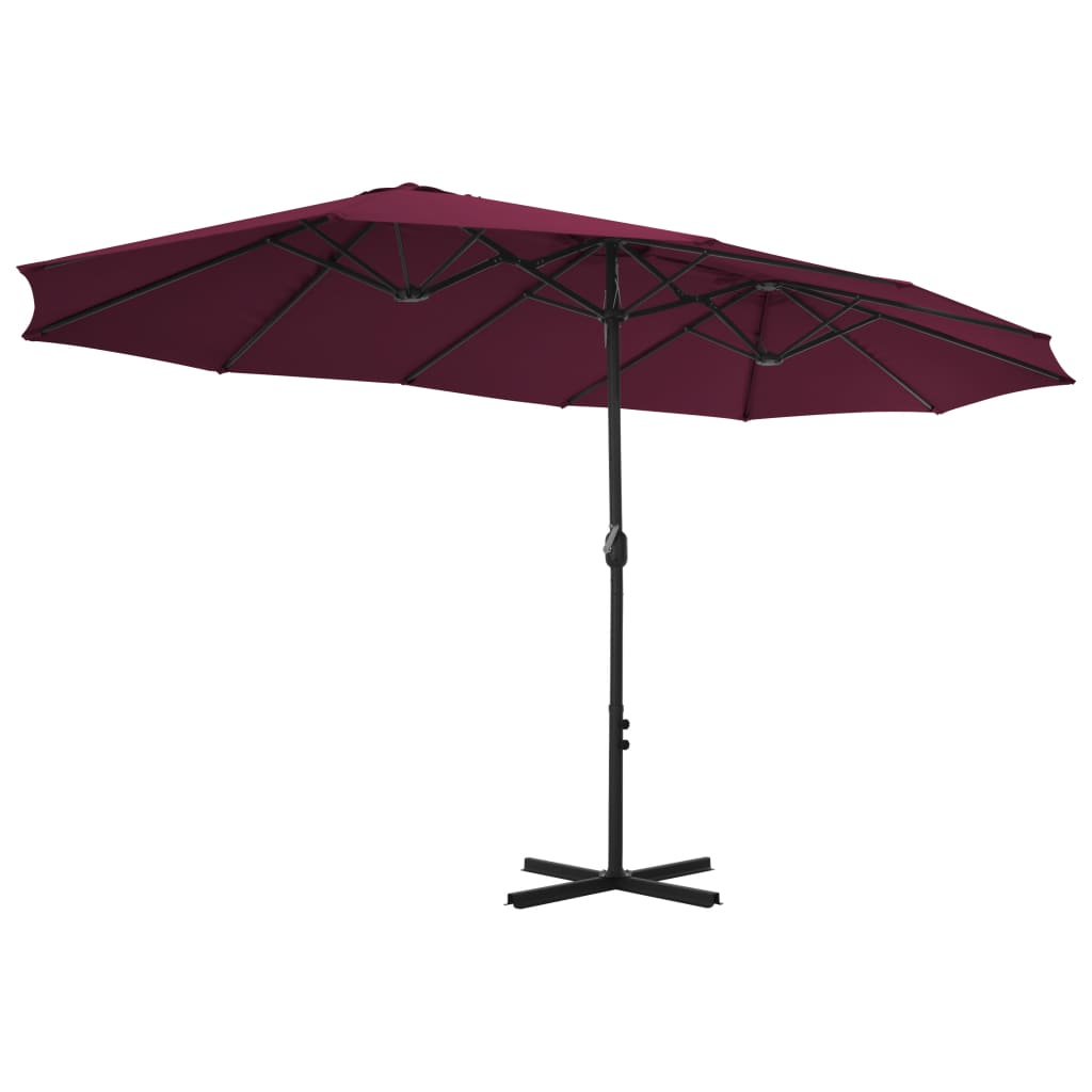 vidaXL Градински чадър с алуминиев прът, 460x270 см, бордо
