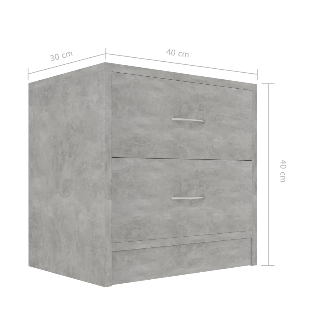 vidaXL Нощно шкафче, бетоново сиво, 40x30x40 см, ПДЧ