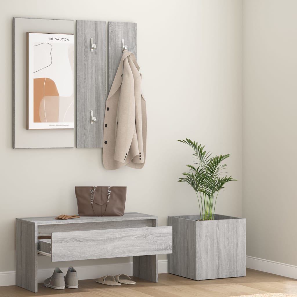 vidaXL Комплект мебели за антре, сив сонома, инженерно дърво
