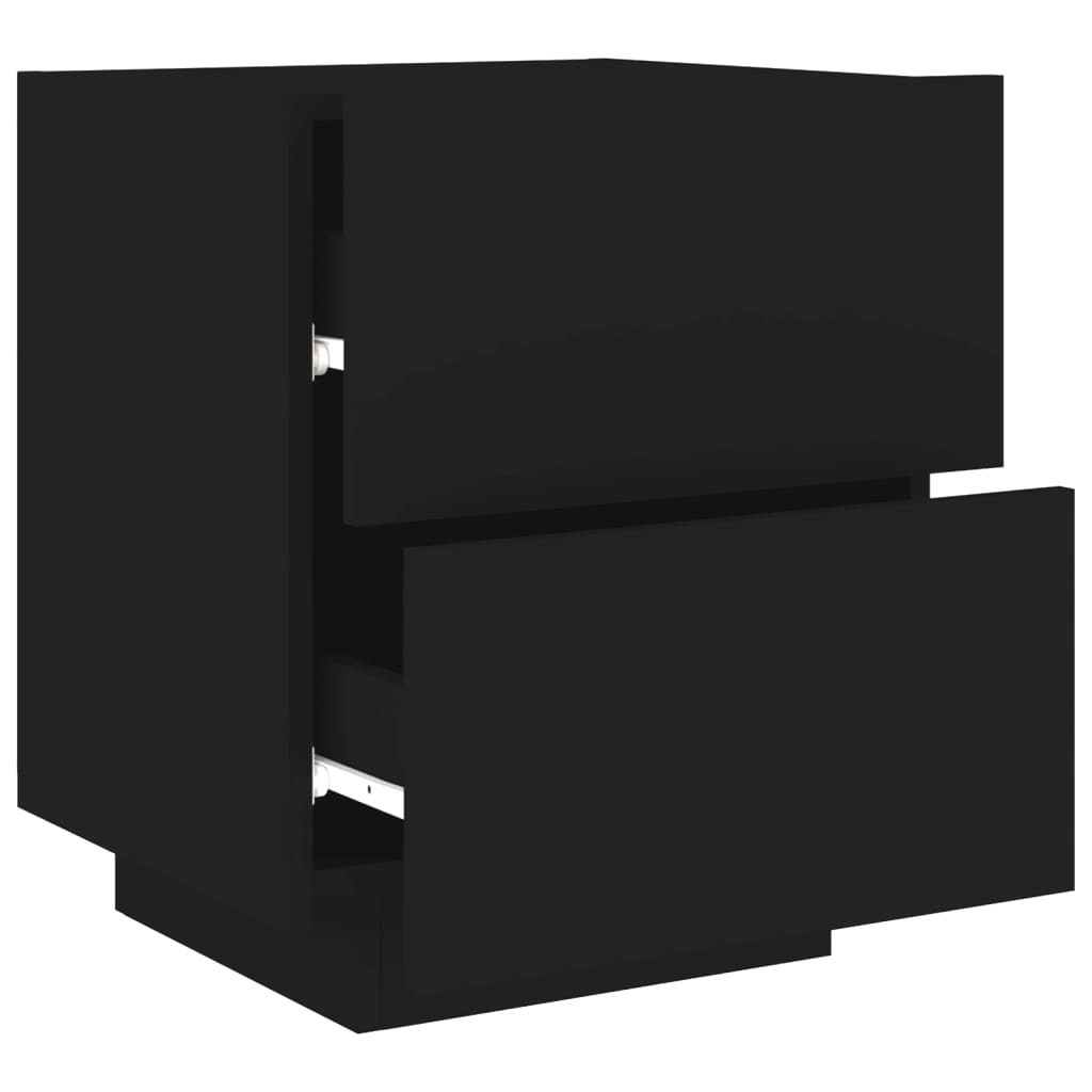 vidaXL Нощни шкафчета с LED, 2 бр, черно, инженерна дървесина