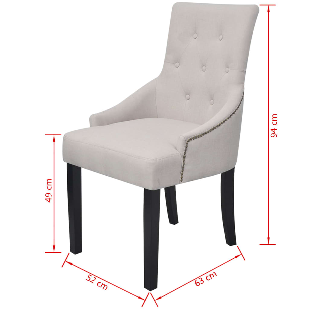 vidaXL Трапезни столове, 2 бр, кремаво-сиви, текстил