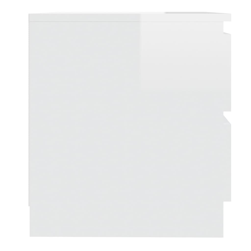 vidaXL Нощно шкафче, бял гланц, 50x39x43,5 см, ПДЧ