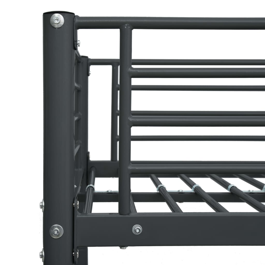 vidaXL Двуетажно легло, черно, метал, 90x200 см