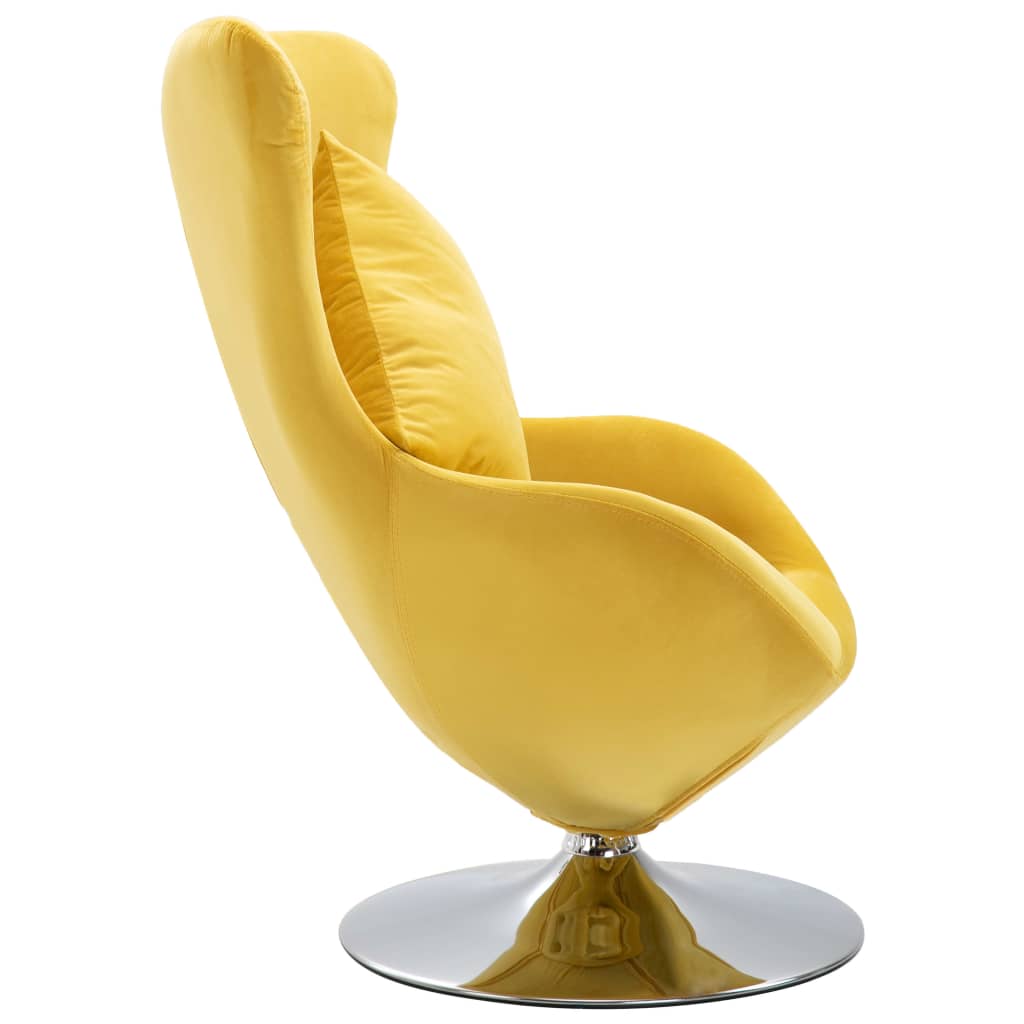 vidaXL Фотьойл с яйцевидна форма и възглавница, жълто кадифе
