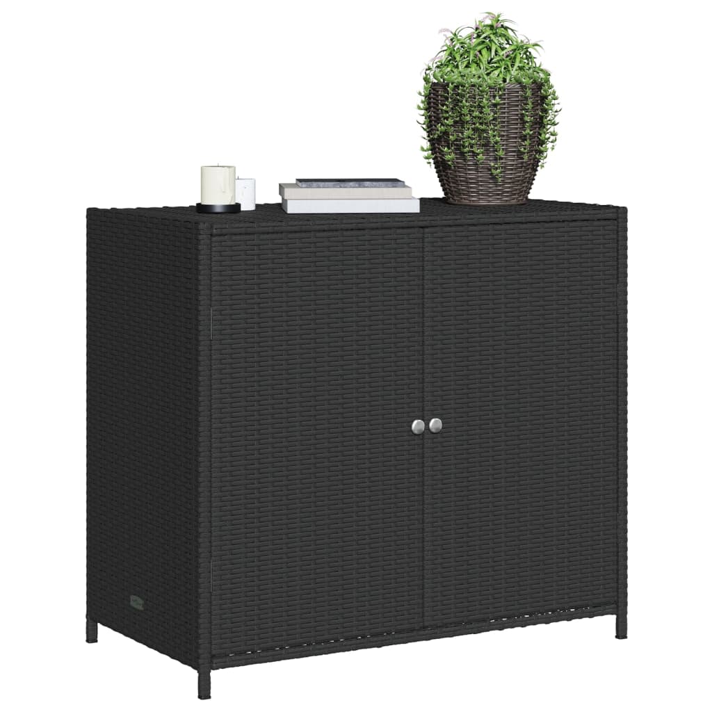 vidaXL Градински шкаф за съхранение, черен, 83x45x76 см, полиратан