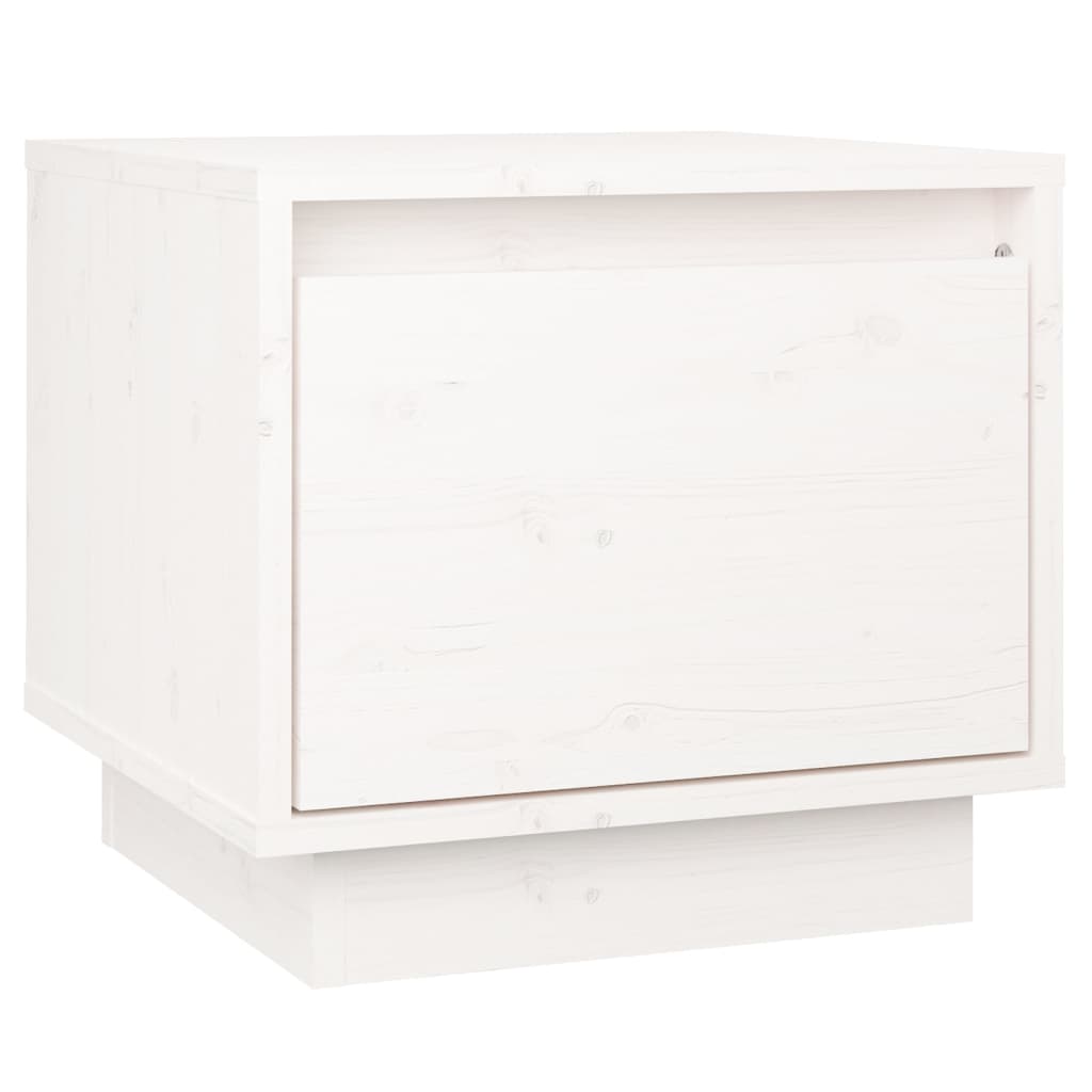 vidaXL Нощни шкафчета, 2 бр, бели, 35x34x32 см, борово дърво масив