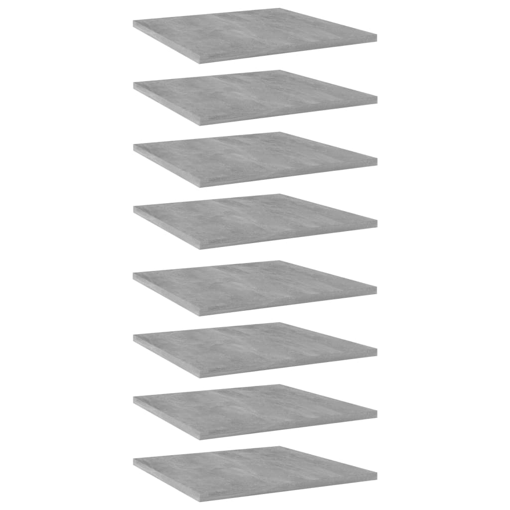 vidaXL Рафтове за етажерка, 8 бр, бетонно сиви, 40x40x1,5 см, ПДЧ