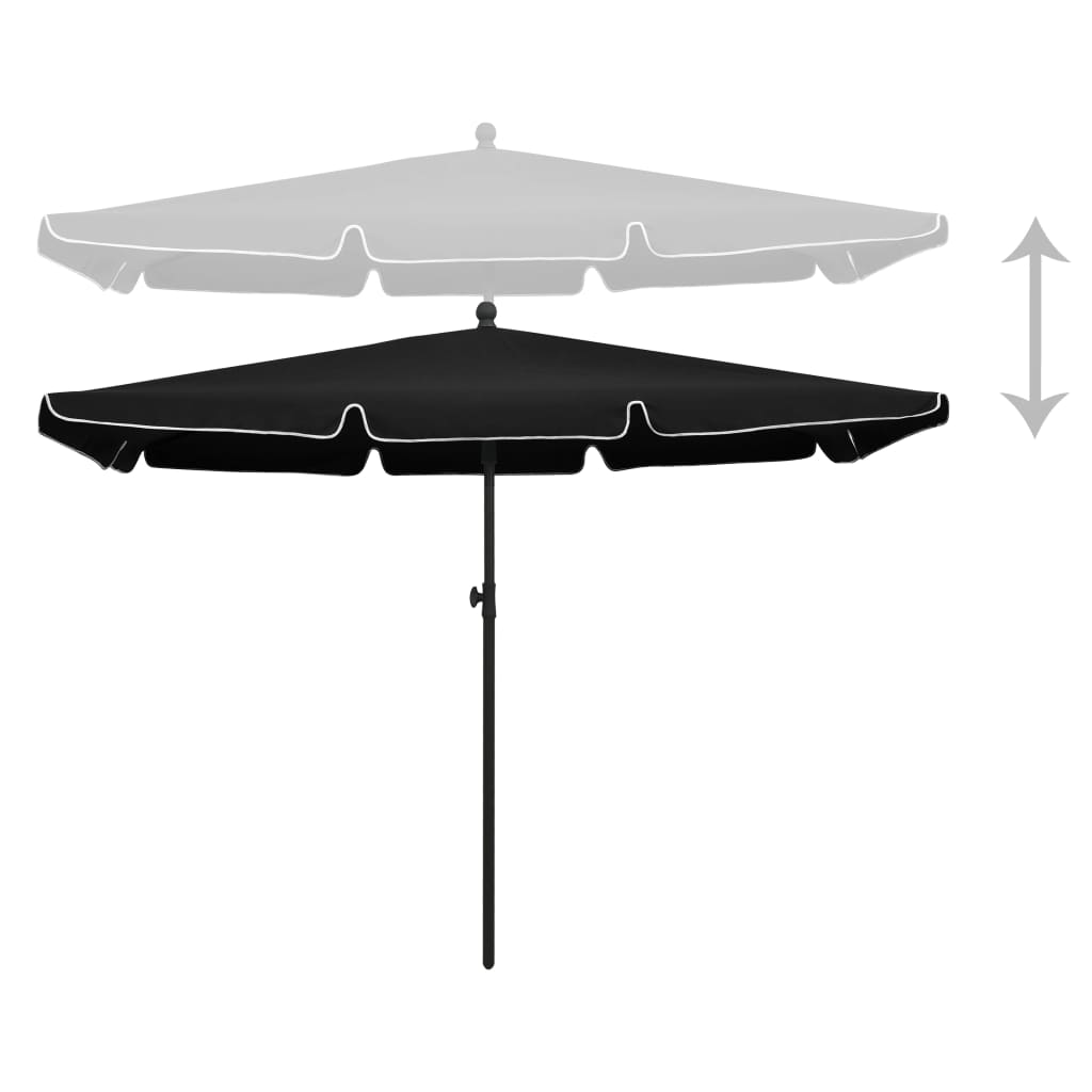 vidaXL Градински чадър с прът, 210x140 см, черен