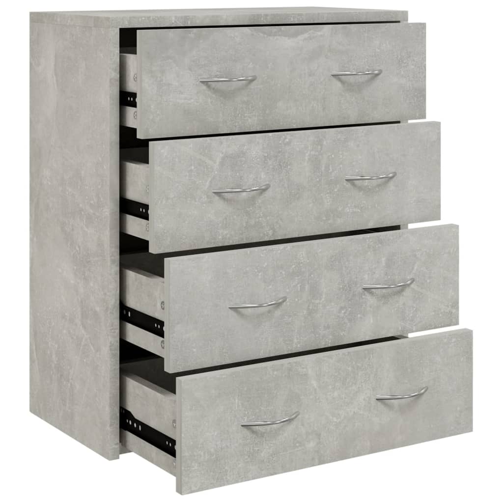 vidaXL Сайдборд с 4 чекмеджета, 60x30,5x71 см, бетонно сив