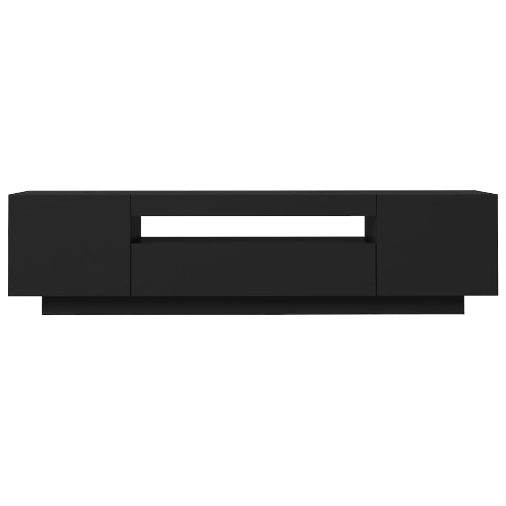 vidaXL ТВ шкаф с LED осветление, черен, 160x35x40 см