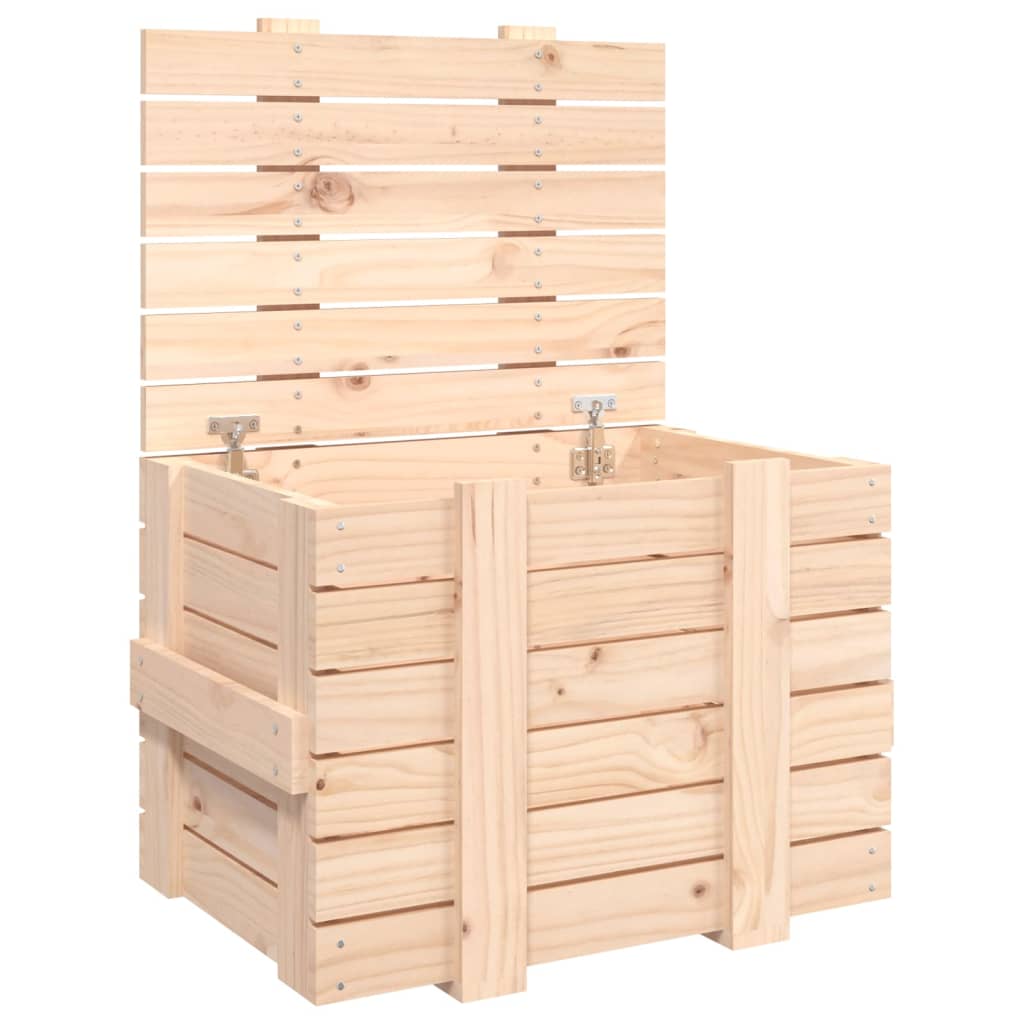 vidaXL Кутия за съхранение, 58x40,5x42 см, борово дърво масив