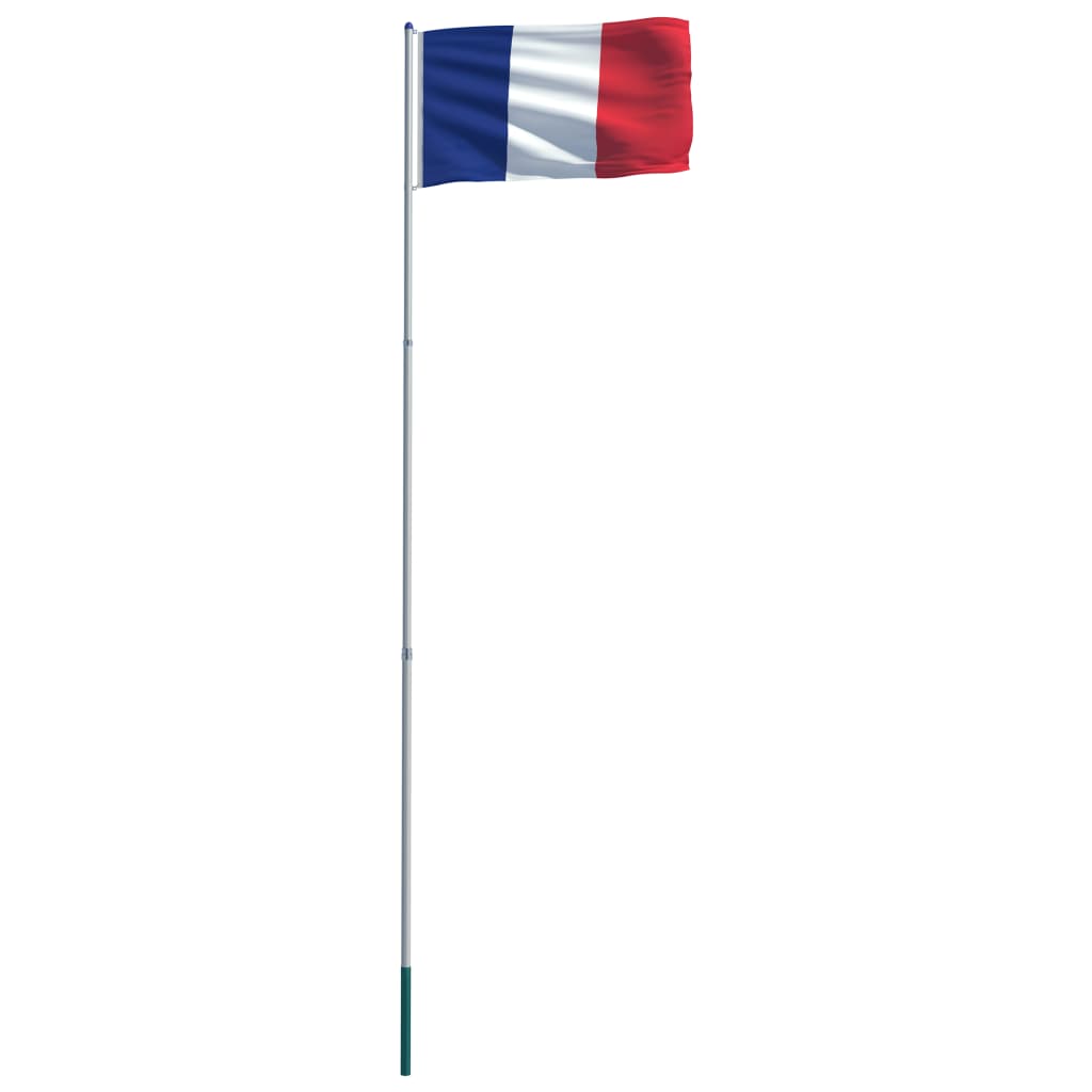 vidaXL Флаг на Франция и алуминиев флагщок, 6 м