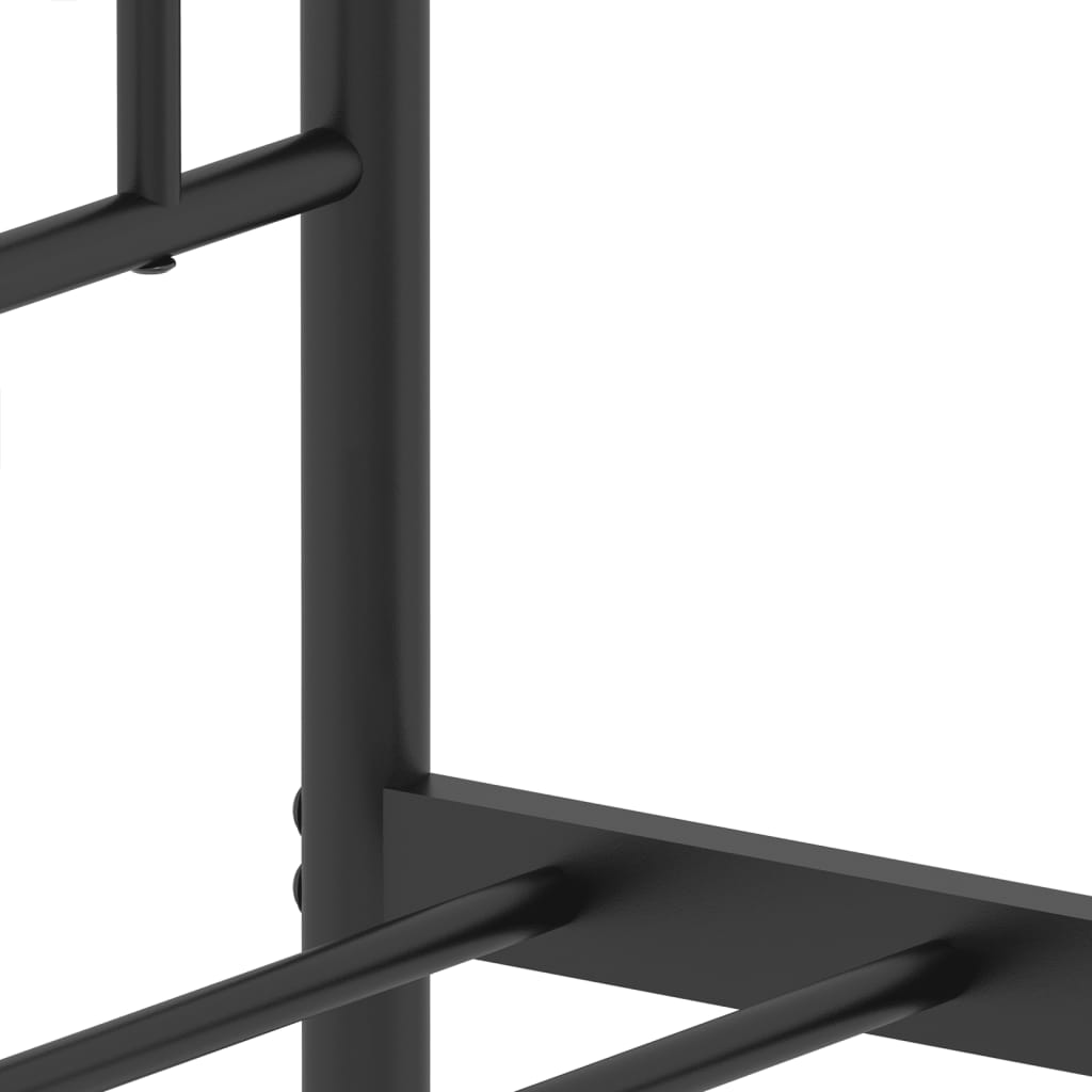 vidaXL Метална рамка за легло с горна табла, черна, 75x190 см