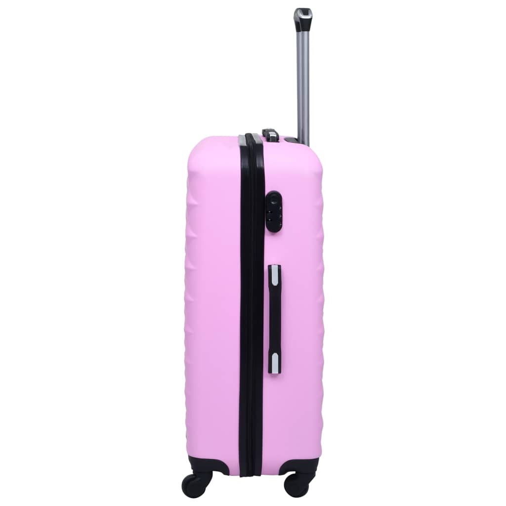 vidaXL Комплект твърди куфари с колелца, 3 бр, розов, ABS