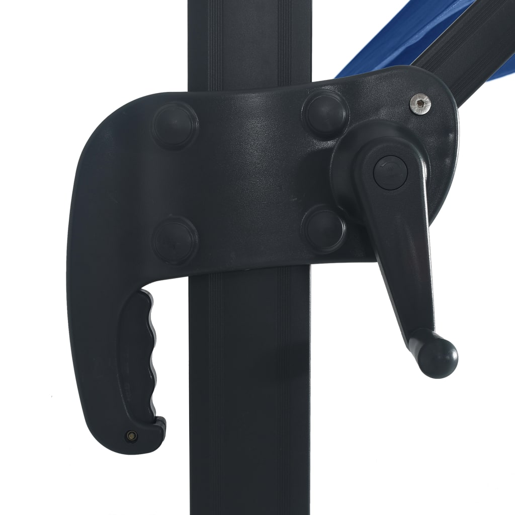vidaXL Чадър чупещо рамо с LED лампи и алуминиев прът 400x300 см син