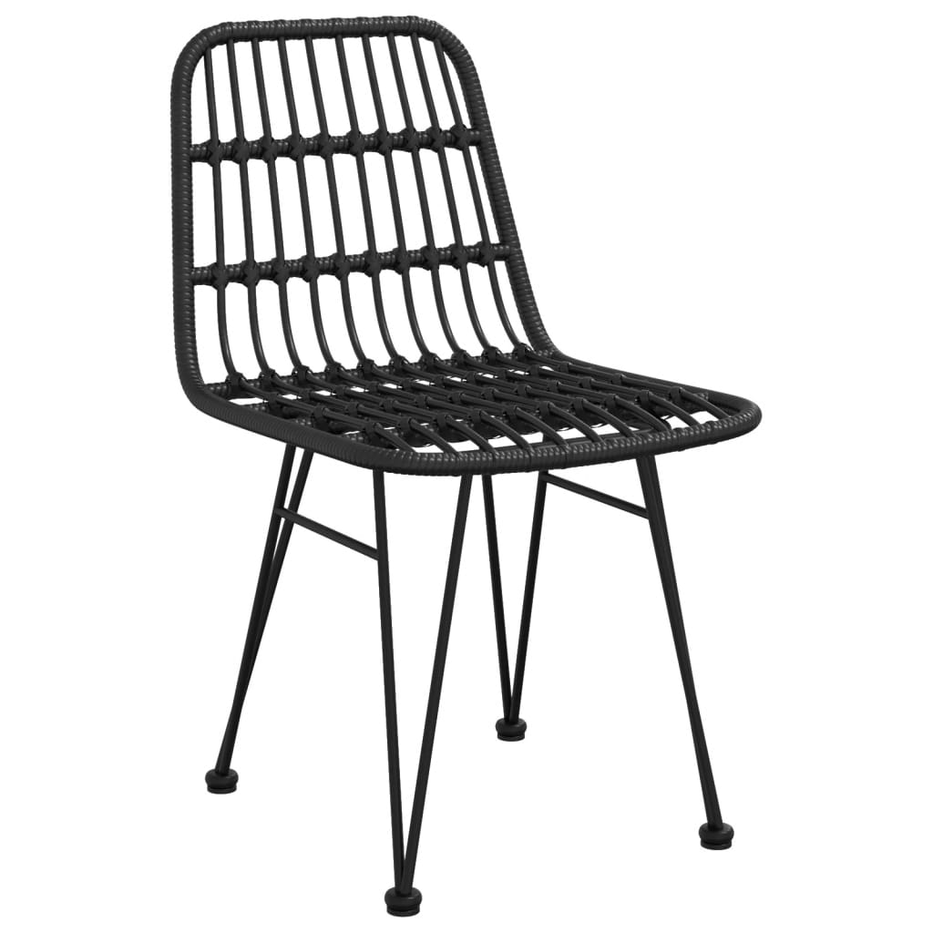 vidaXL Градински столове, 2 бр, черни, 48x62x84 см, PE ратан