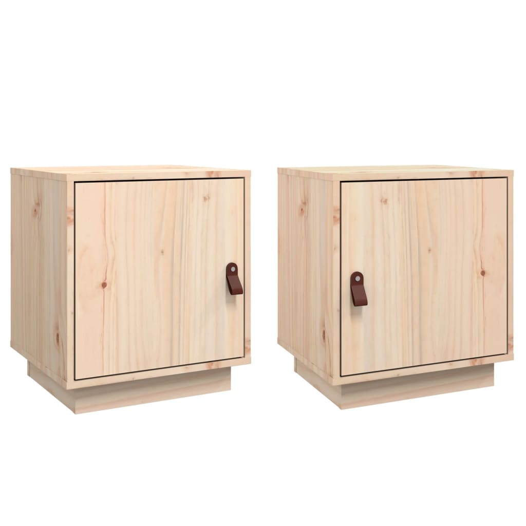 vidaXL Нощни шкафчета, 2 бр, 40x34x45 см, борово дърво масив