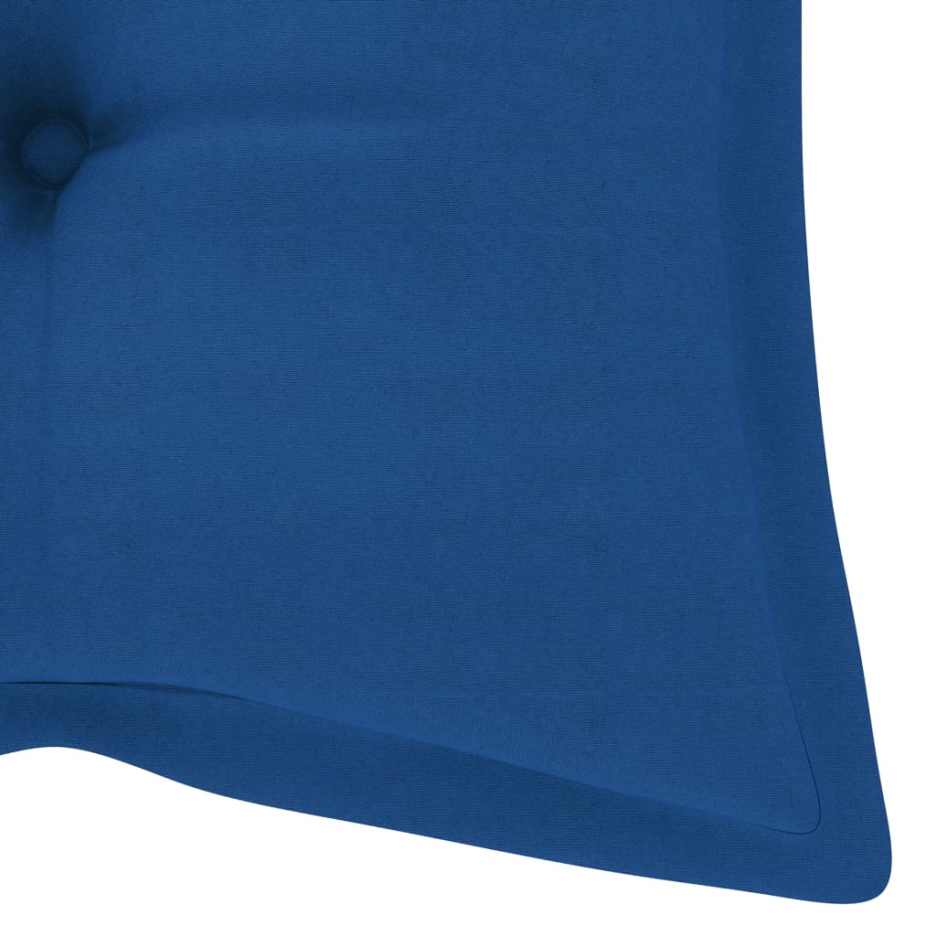 vidaXL Градинска люлка със синьо шалте, 120 см, тик масив