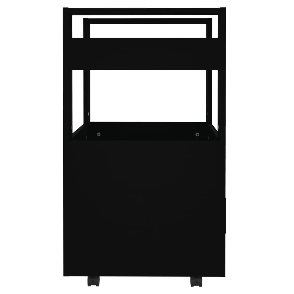 vidaXL Кухненска количка, черна, 60x45x80 см, инженерно дърво