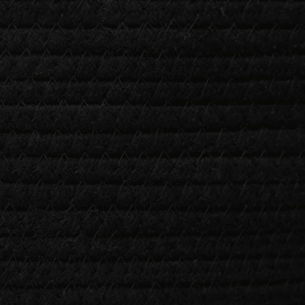 vidaXL Кош за съхранение с капак бяло и черно Ø40x35 см памук