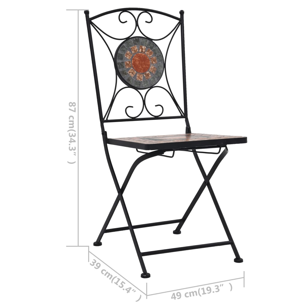 vidaXL Мозаечни бистро столове, 2 бр, оранжеви/сиви