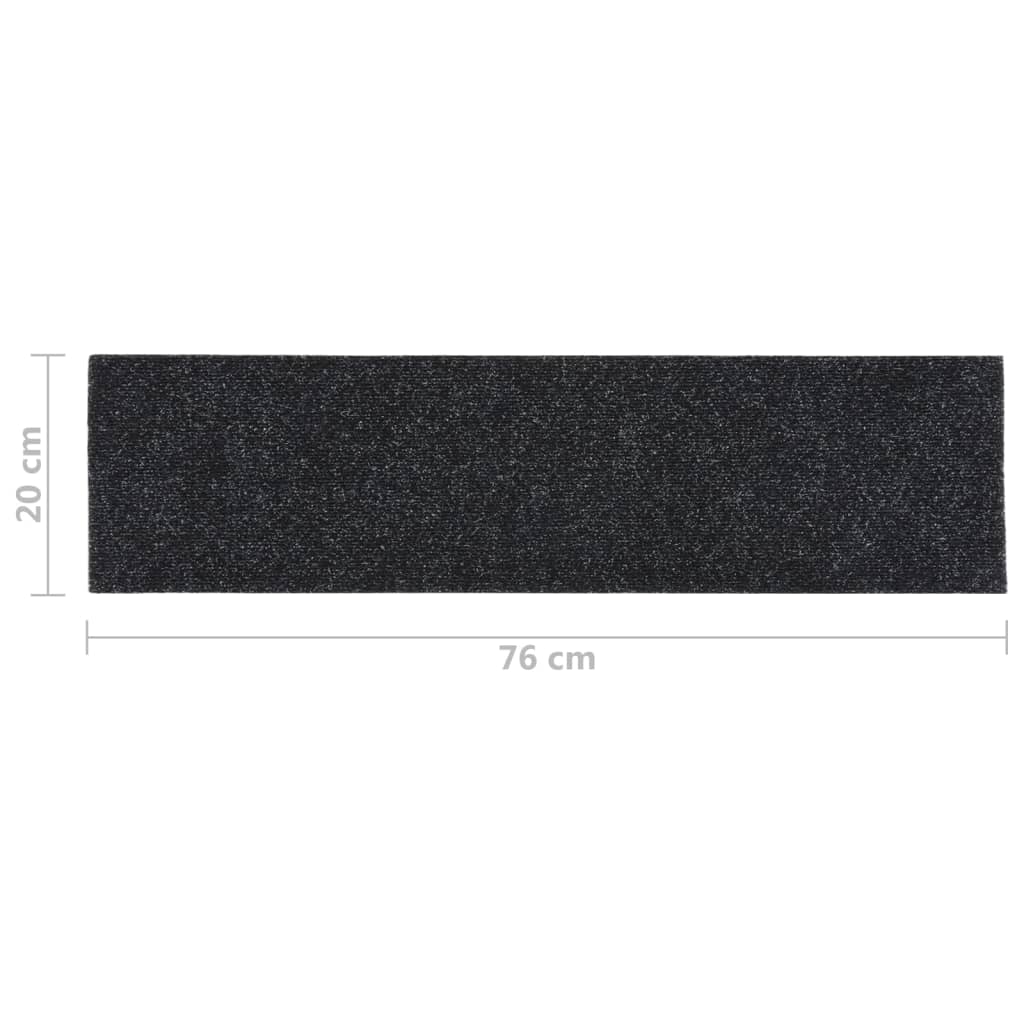vidaXL Самозалепващи стелки за стълби, 15 бр, 76x20 см, черни