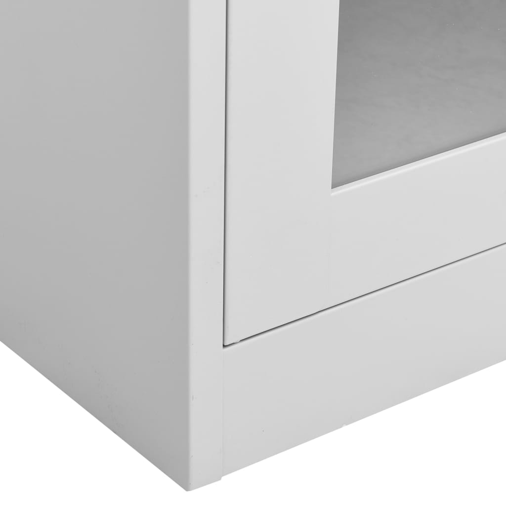 vidaXL Офис шкаф, светлосив, 90x40x180 см, стомана и закалено стъкло