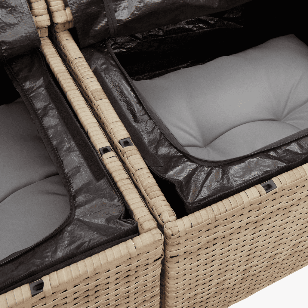 vidaXL Градински комплект диван с възглавници 5 части бежов полиратан