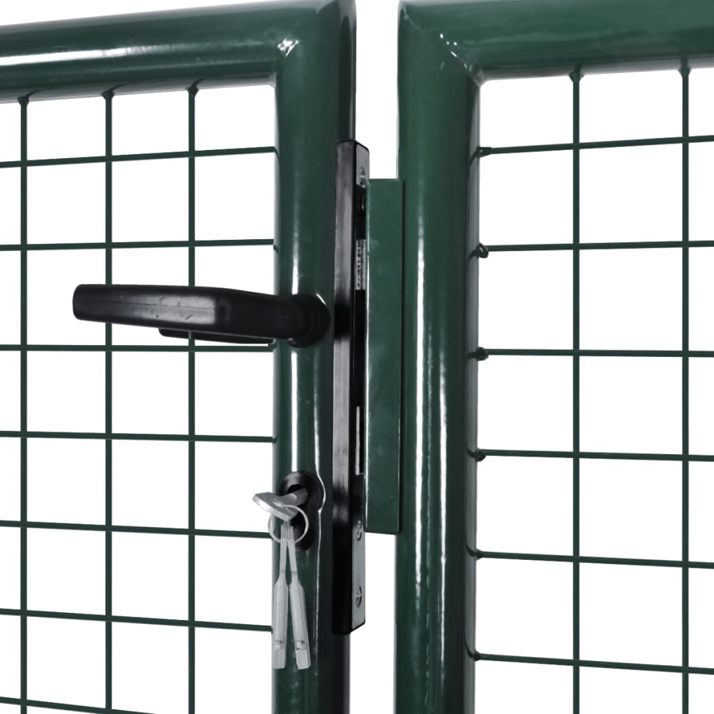 vidaXL Оградна порта, стомана, 306x175 см, зелена