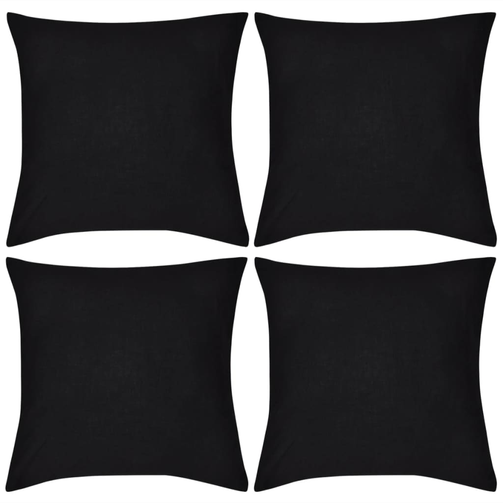 vidaXL Калъфки за възглавници, 4 бр, памук, 50 x 50 см, черни