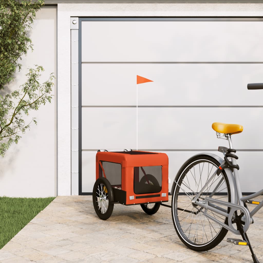 vidaXL Ремарке за колело за любимци оранжев черен Оксфорд плат желязо