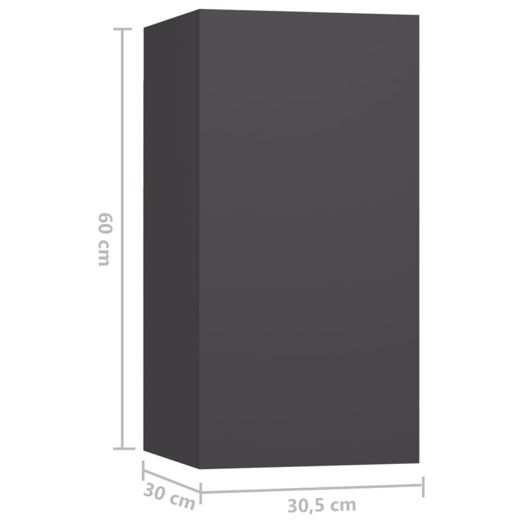 vidaXL ТВ шкафове, 7 бр, сиви, 30,5x30x60 см, ПДЧ