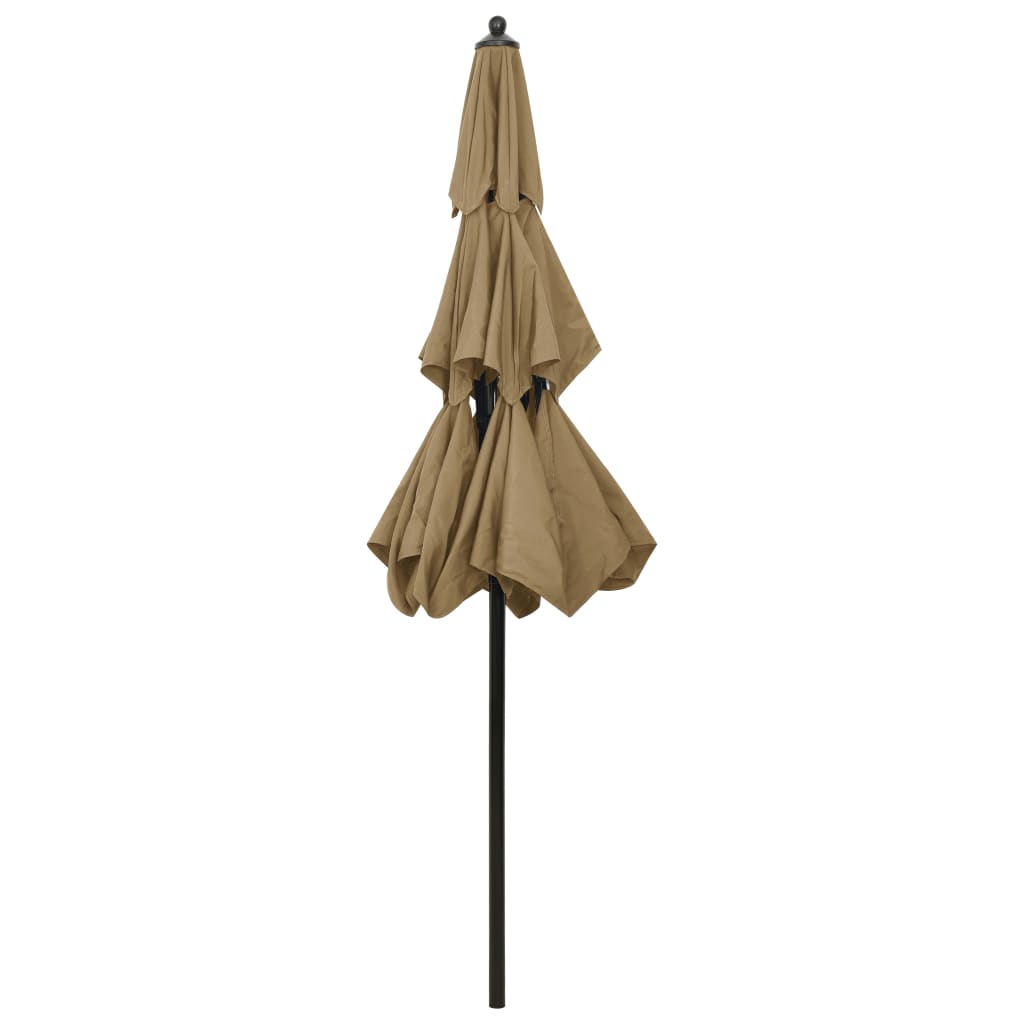 vidaXL Градински чадър на 3 нива с алуминиев прът, таупе, 2,5 м