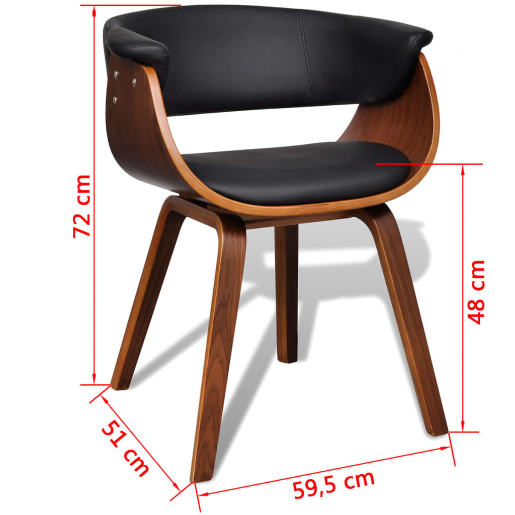 vidaXL Трапезни столове, 4 бр, извито дърво и изкуствена кожа